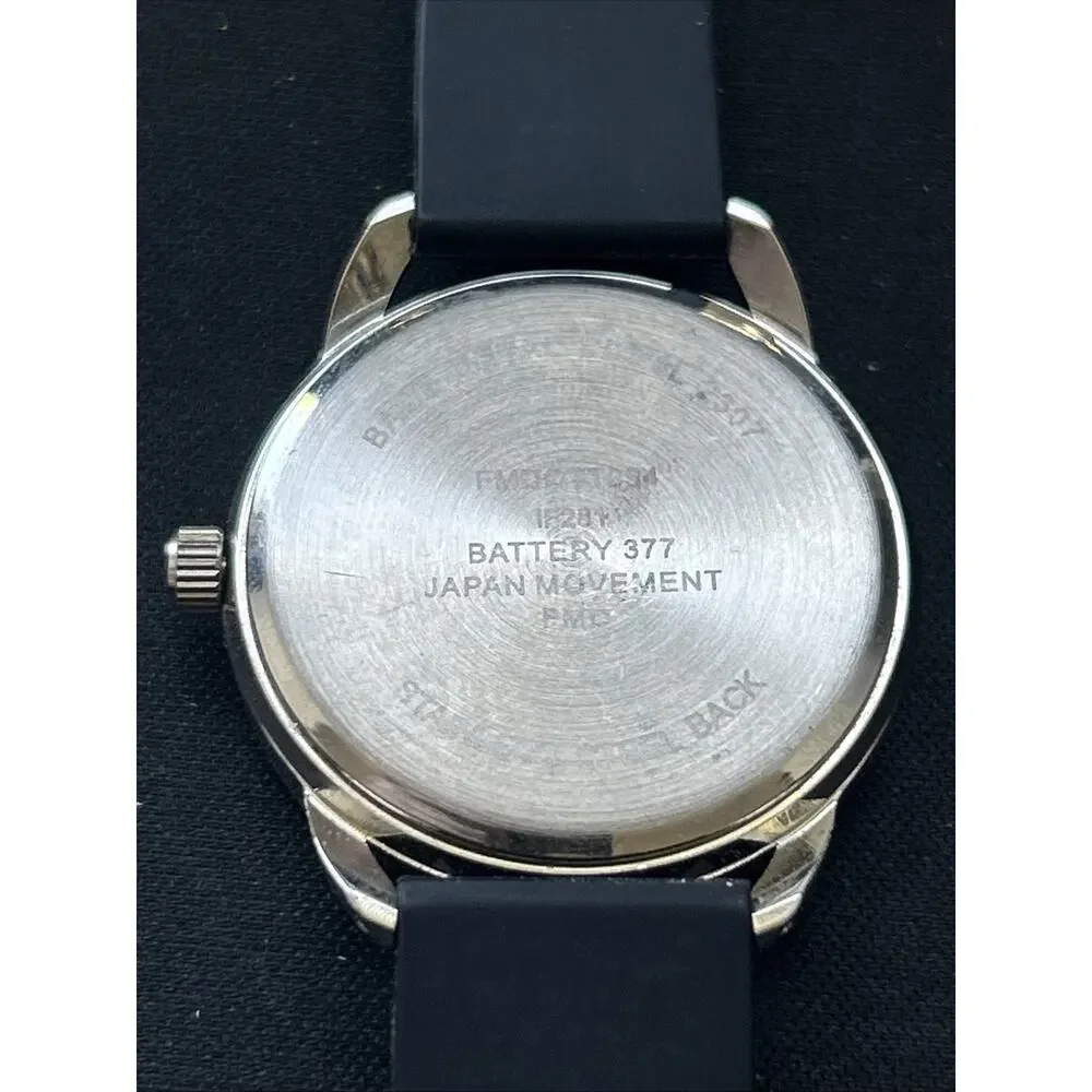 Silver Tone Case And Dial Black Band Women’s Quartz Watch
